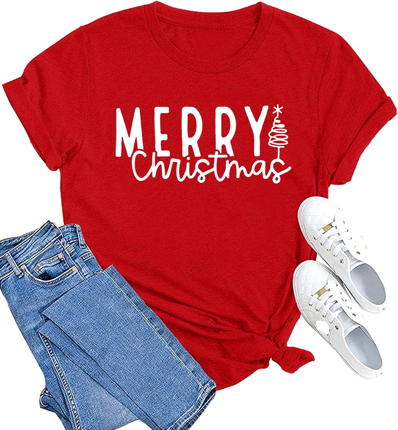 Christmas Shirts Womens Merry Christmas Shirt Xmas Holiday Tshirt Christmas Tree Tee Tops
